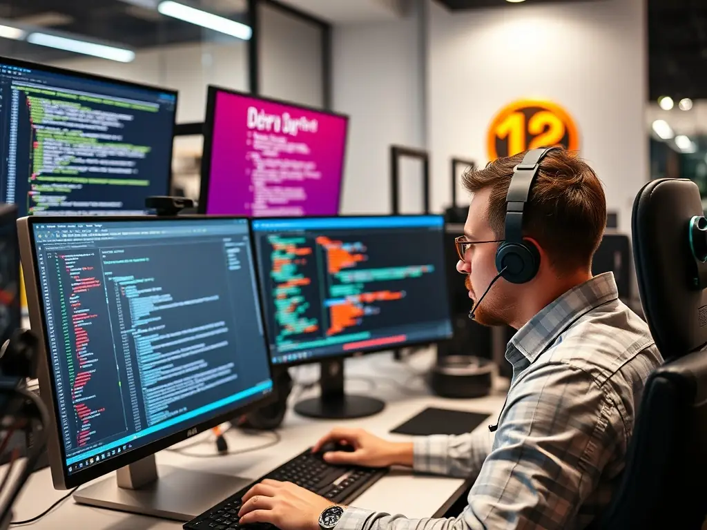 A web developer is working on website's technical SEO, optimizing site speed, mobile-friendliness, and schema markup to improve search engine crawlability and indexing.