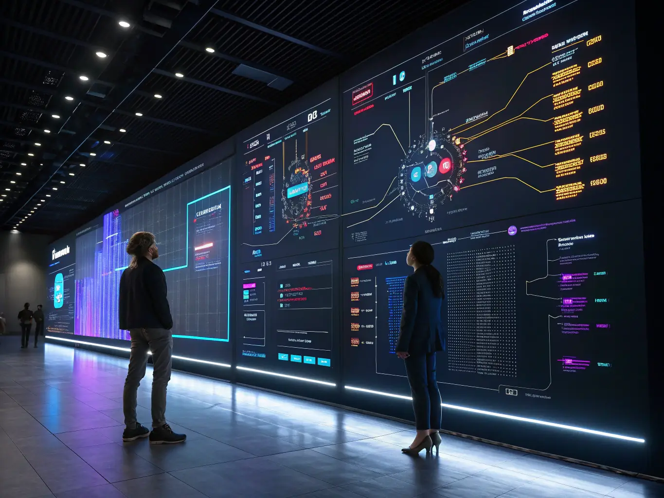 A futuristic interface showing AI algorithms optimizing website SEO, reflecting the agency's use of artificial intelligence.
