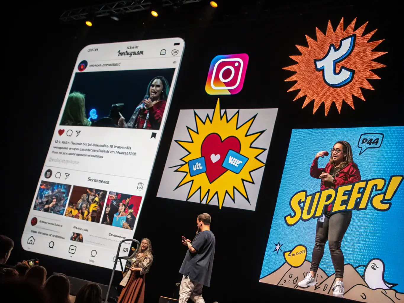 A collage of social media icons with engaging posts and analytics charts, representing Alanlar Dijital's Social Media Marketing expertise.