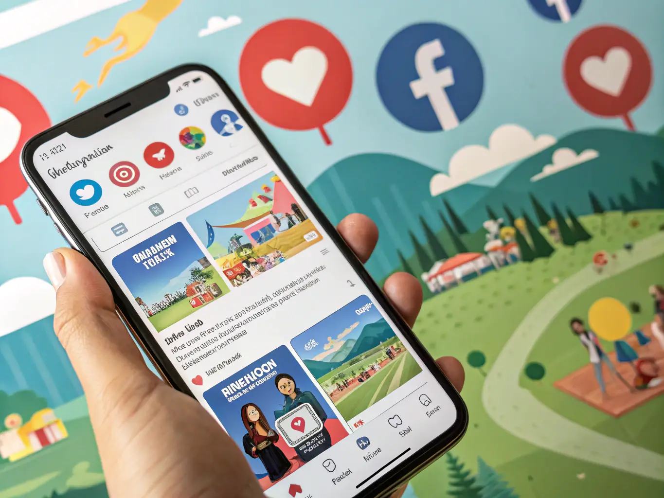 A vibrant social media feed showcasing engaging content, community interaction, and brand promotion across various social media platforms.