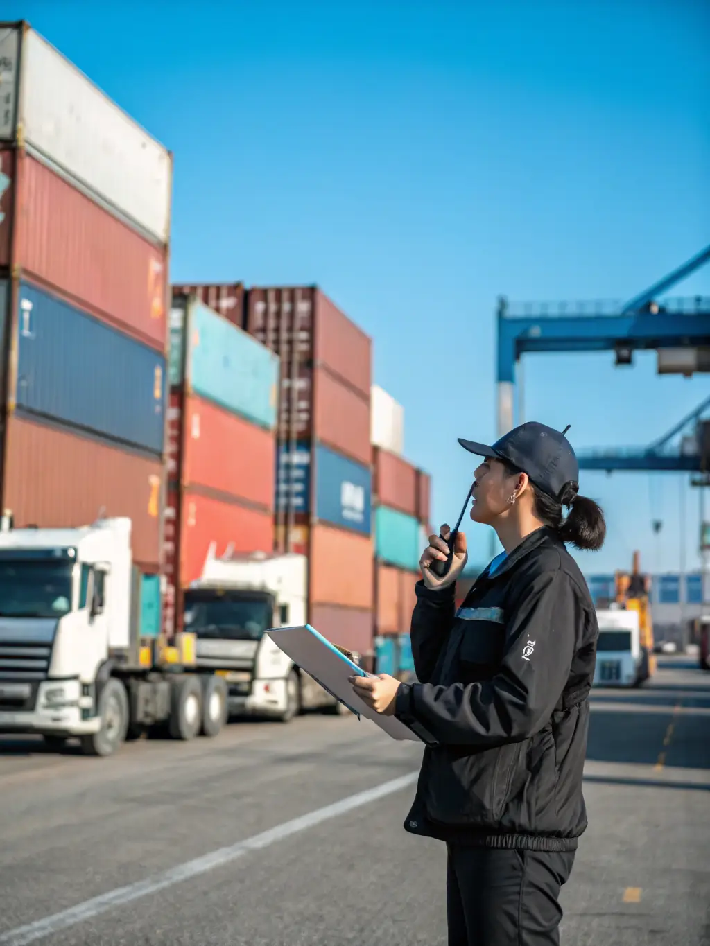 A logistics professional overseeing the efficient movement of goods in a modern warehouse, with packages labeled for delivery within Russia and CIS countries.